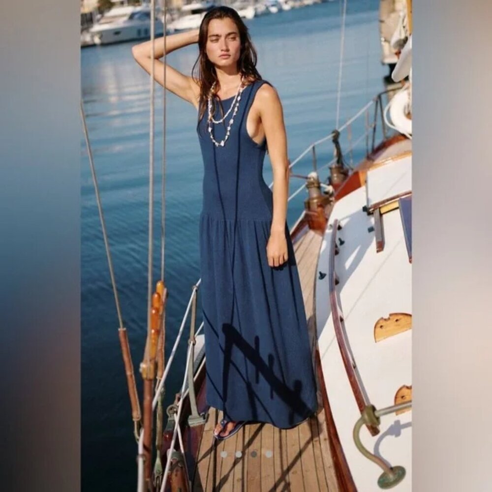 Free People Navy Sleeveless Maxi Dress